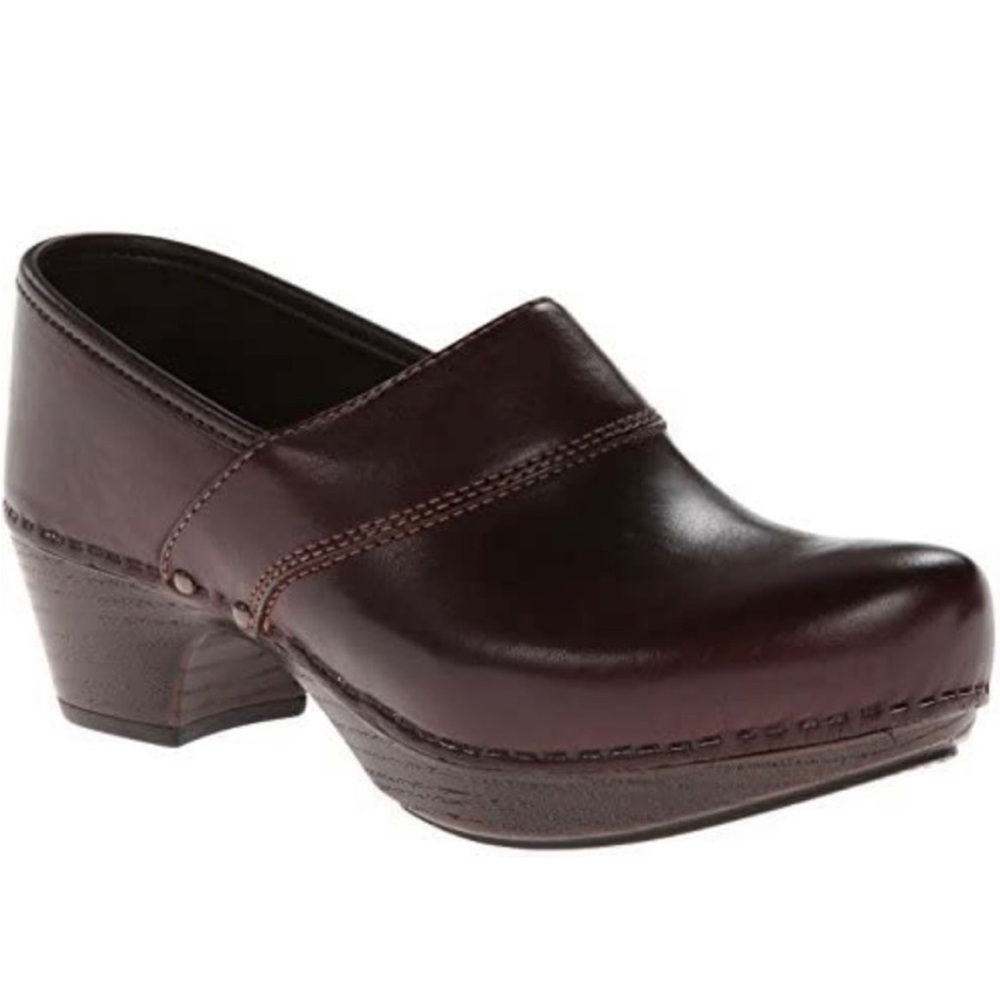 Dansko Brown Leather Prima Clogs Comfort Size 36